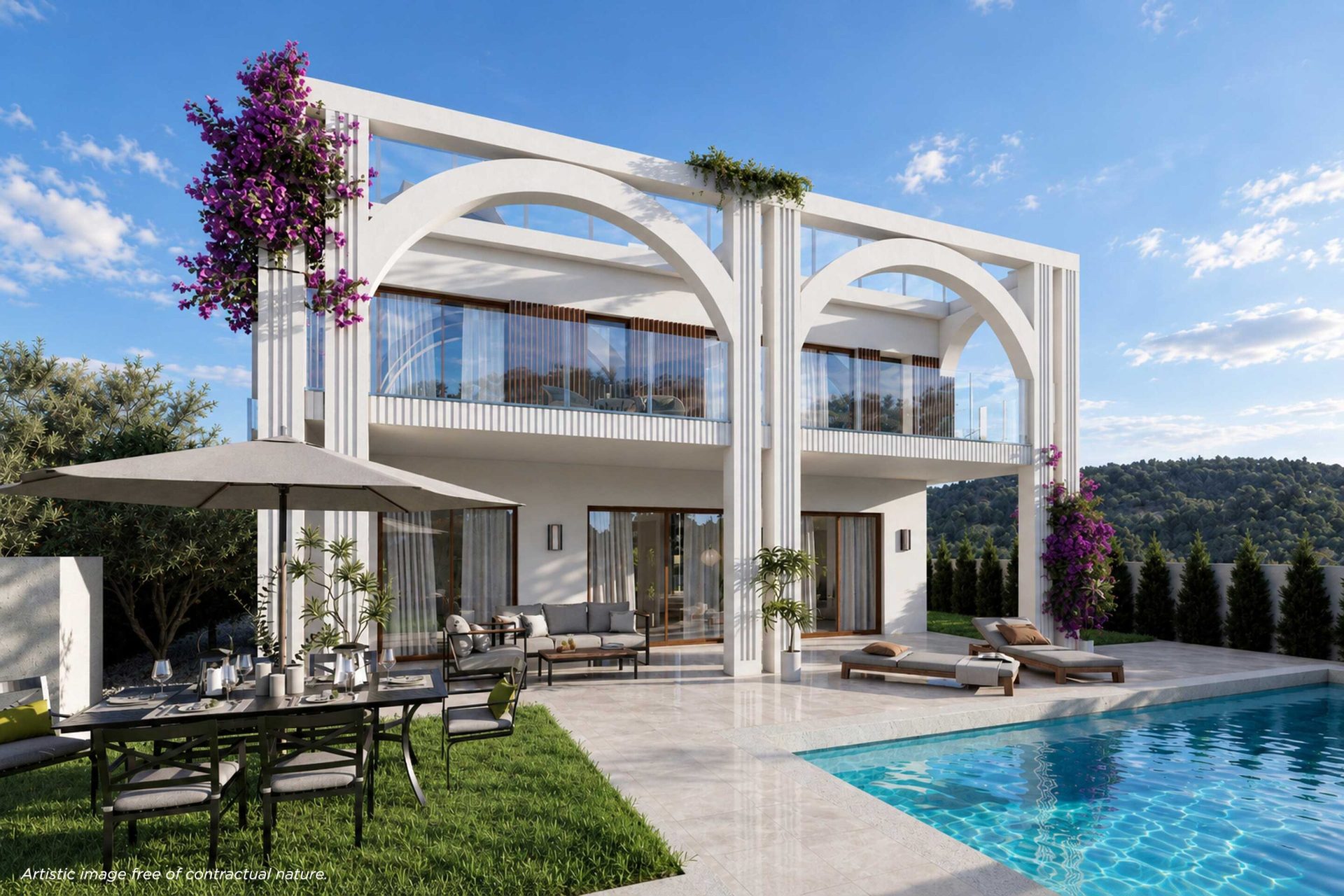 Villa with pool, terrace and garden (visualisation)