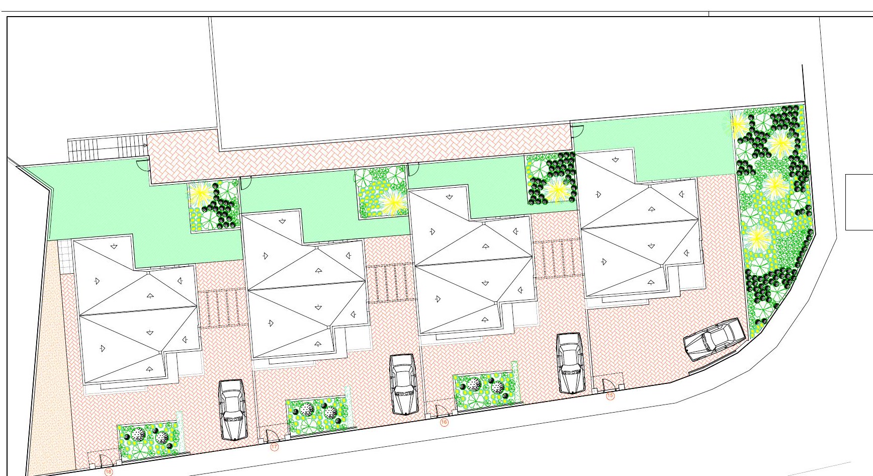 Site plan of plots 15 to 18