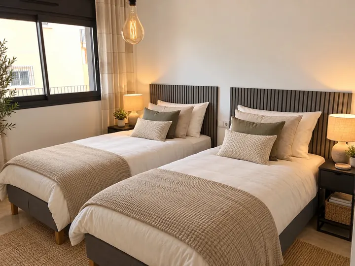 Zweites Schlafzimmer mit zwei Einzelbetten