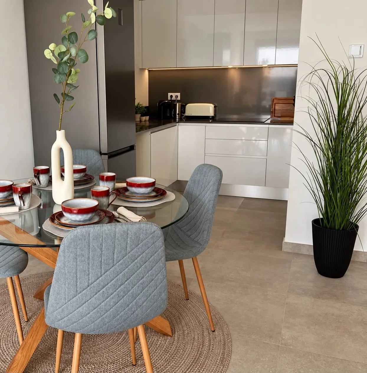 Dining area with view into the kitchen