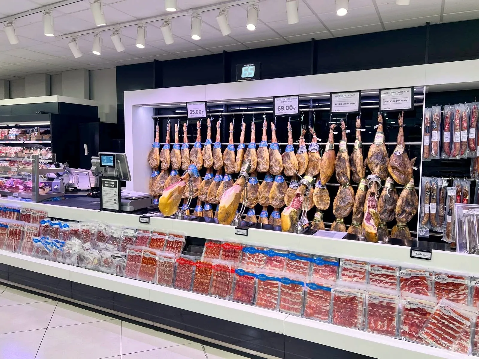 Ham counter in the supermarket