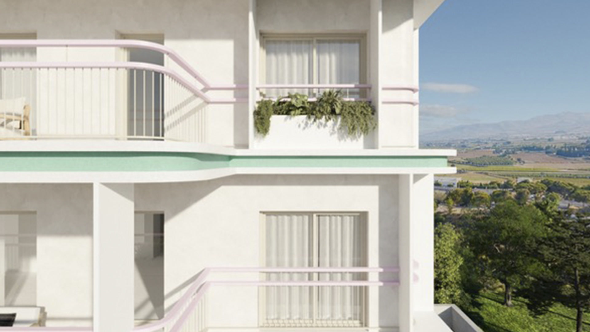 Balconies and planted facade, visualisation