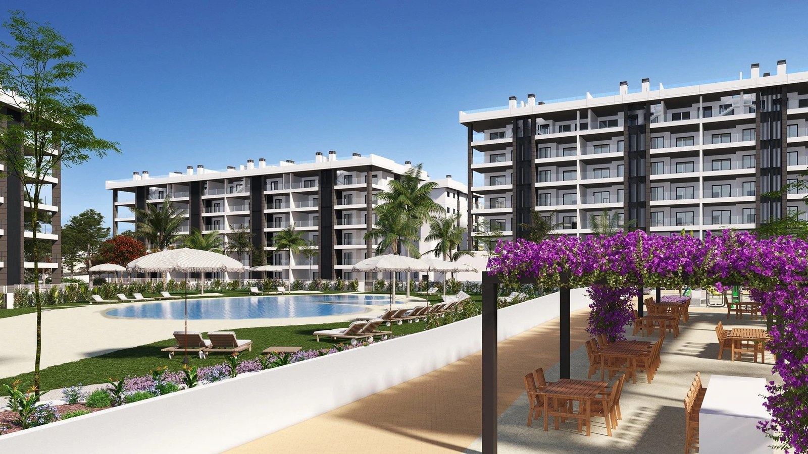 Garden Apartment by the Sea – living area of the show apartment