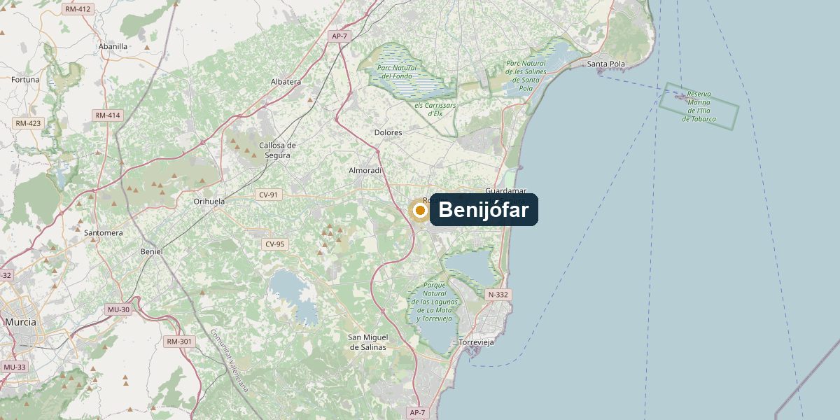 Overview map Benijófar – Surroundings