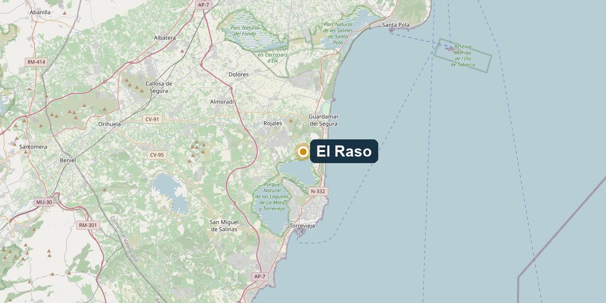Overview map El Raso, Guardamar del Segura – Surroundings