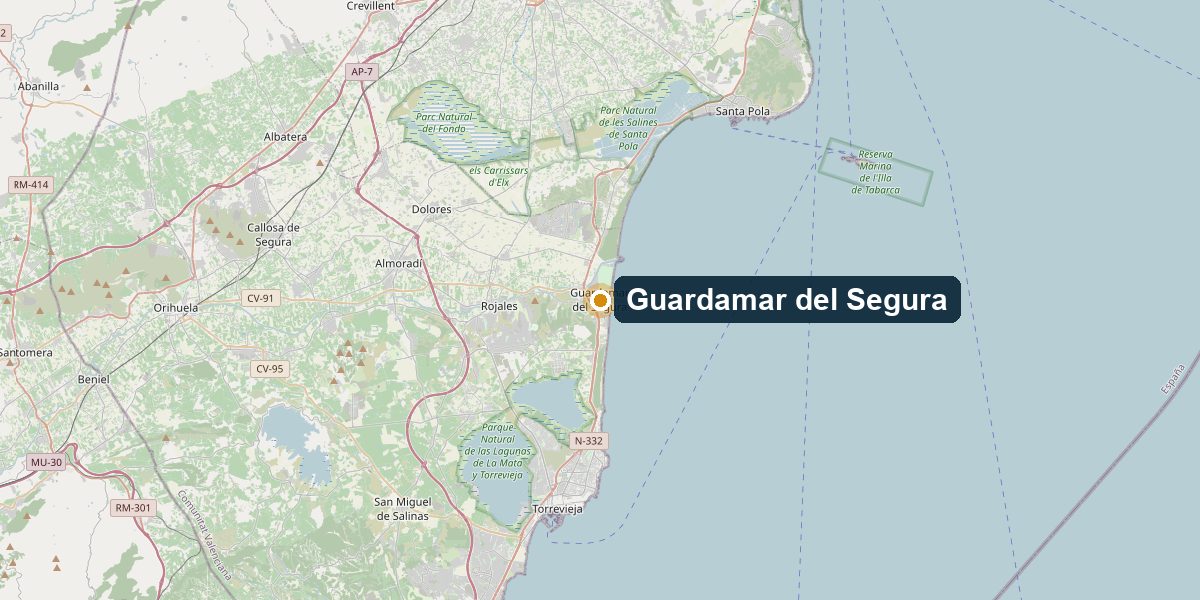 Mapa poglądowa Guardamar del Segura – Okolica