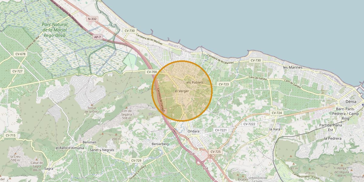 Overview map La Almadraba, El Verger (bei Dénia) – Town