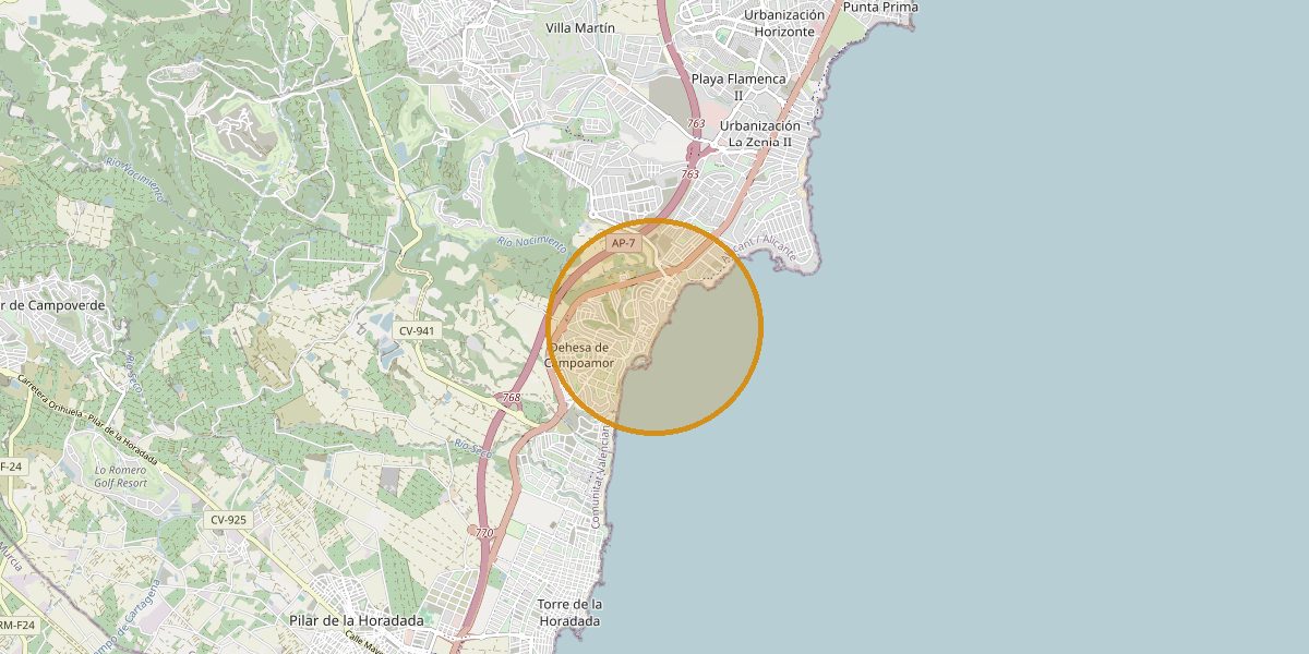 Übersichtskarte Las Colinas, Dehesa de Campoamor – Ort