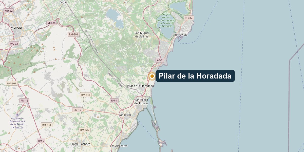 Overview map Pilar de la Horadada, Mil Palmeras – Surroundings