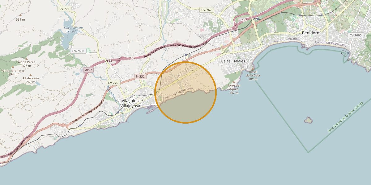 Overview map Playa El Torres, Villajoyosa – Town