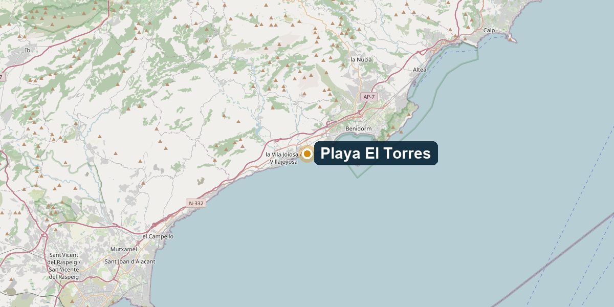 Overview map Playa El Torres, Villajoyosa – Surroundings