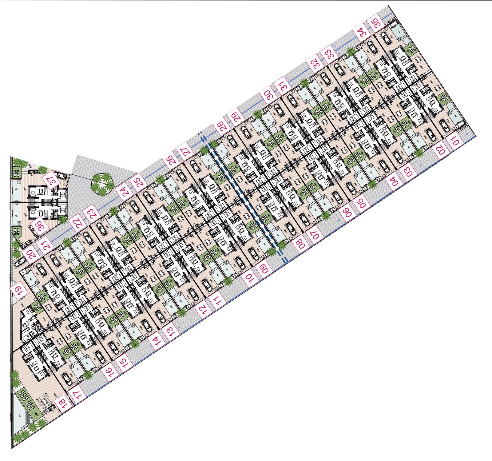 Site plan of the development with house numbers