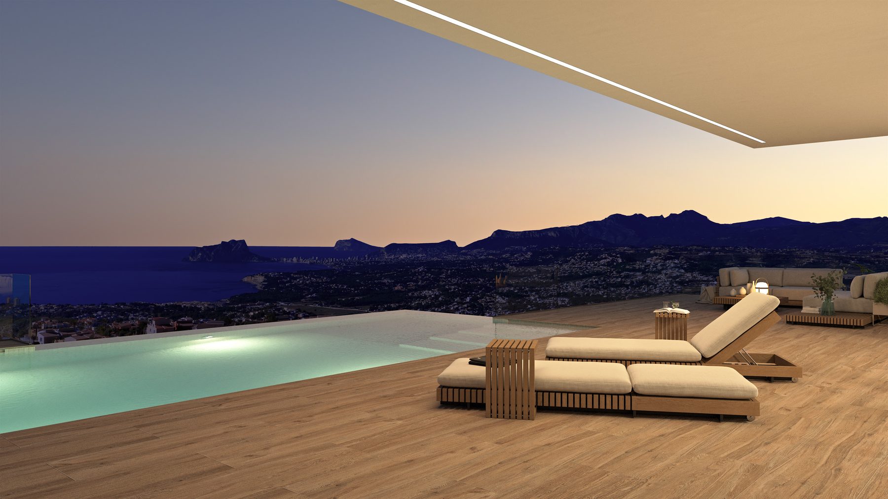 Luxurious villa with a breathtaking night view