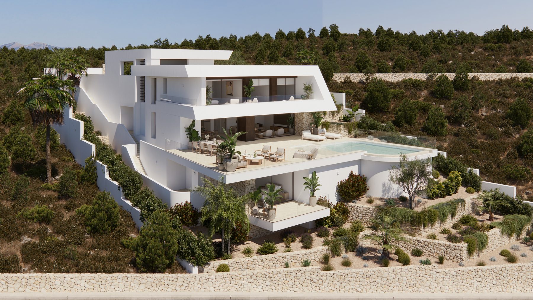 The house blends naturally and harmoniously into the landscape
