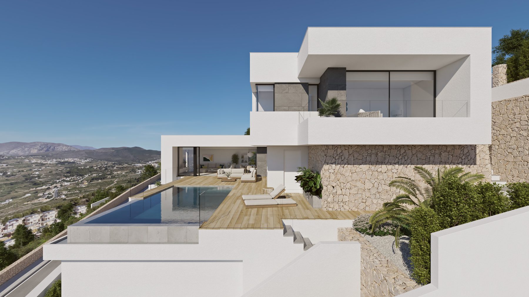 Lounge areas with access to the terrace