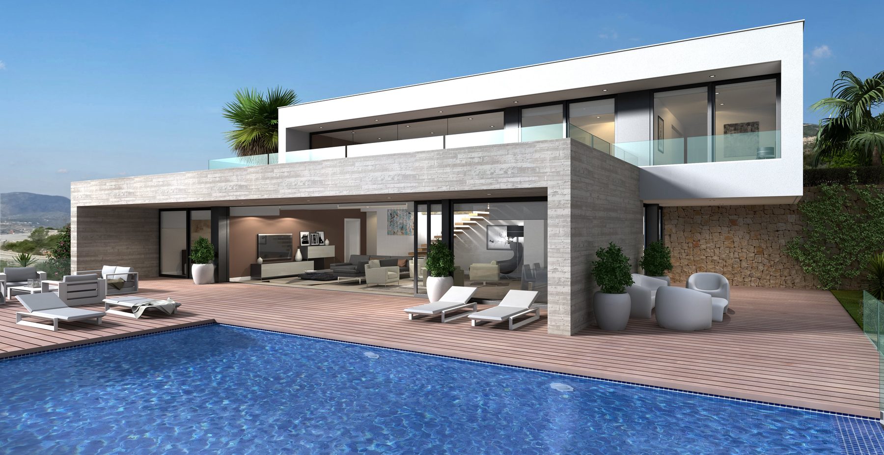 Pool und Terrasse prägen ein Zuhause, das für das Leben im Freien konzipiert ist