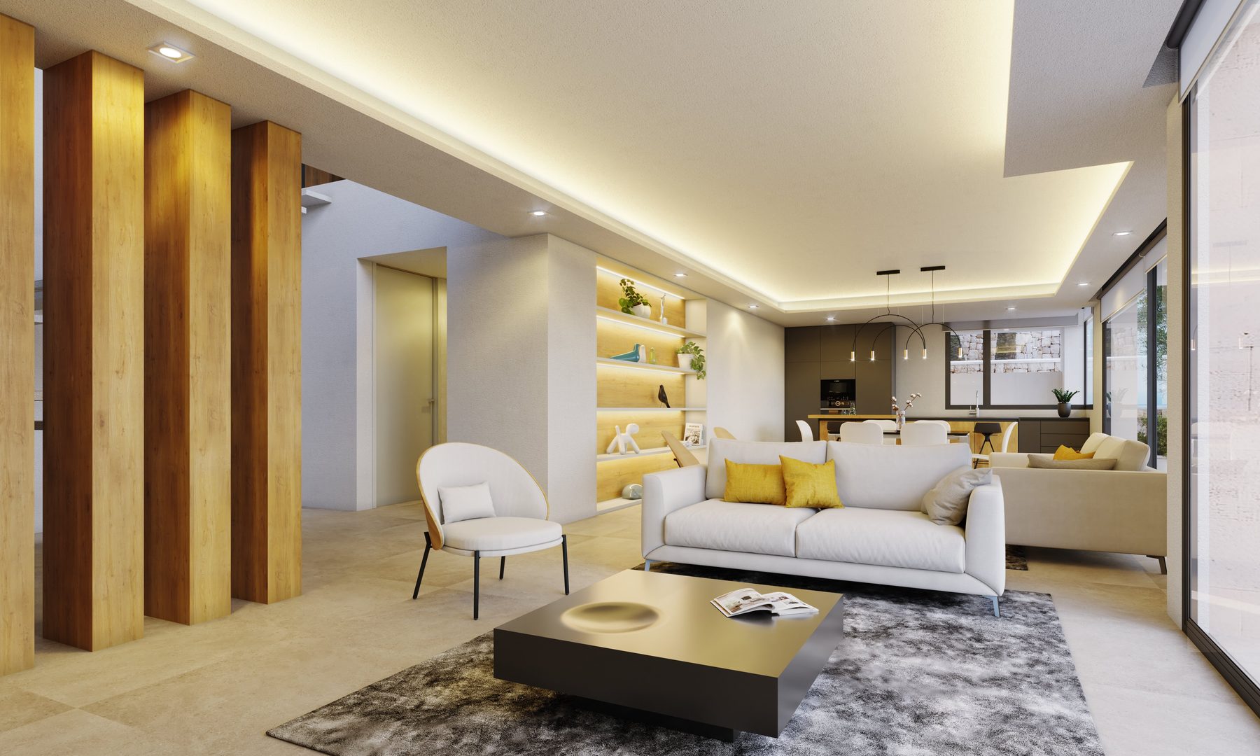 Villa mit warmer und funktioneller Innenausstattung