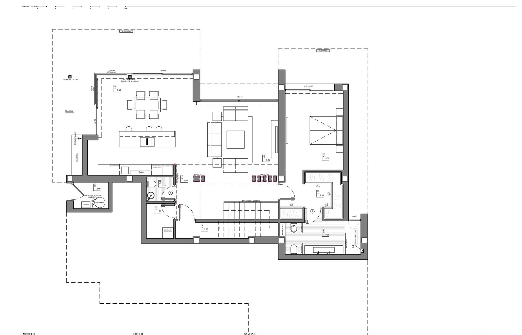 Plano 2 de Villa de diseño con orientación sureste