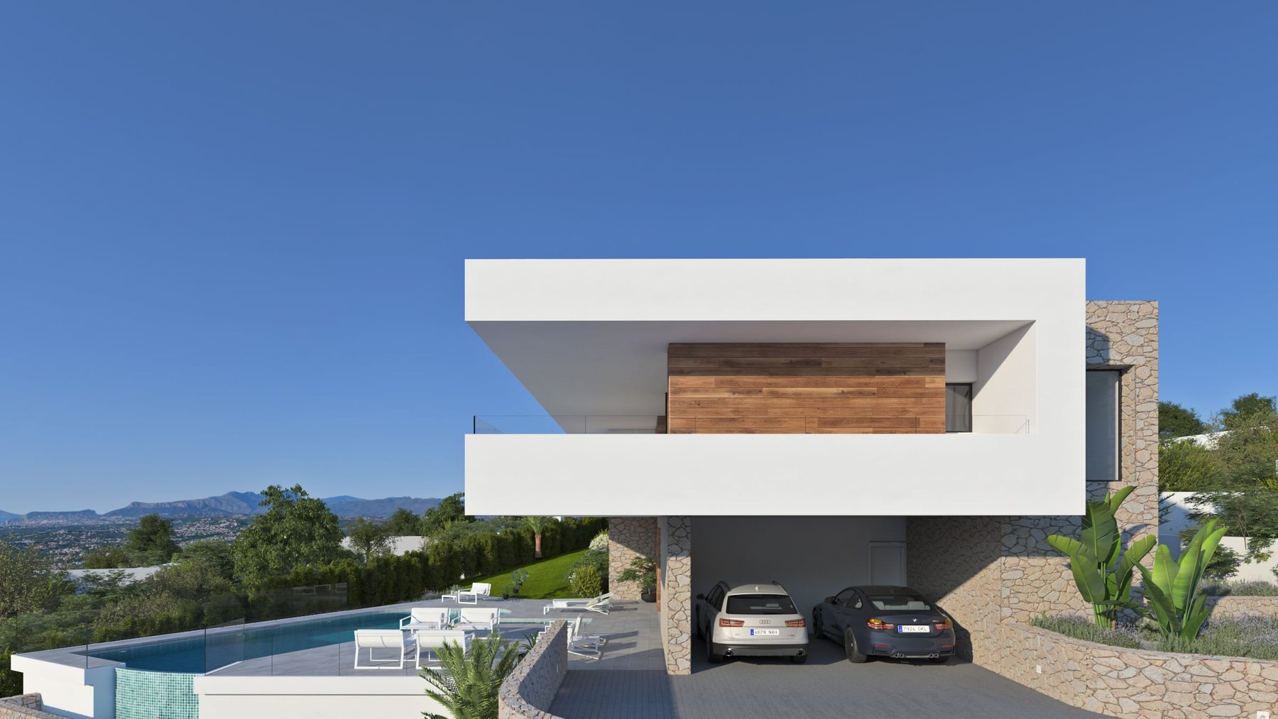 Villa con piscina amplia y vistas al mar, lujo mediterráneo