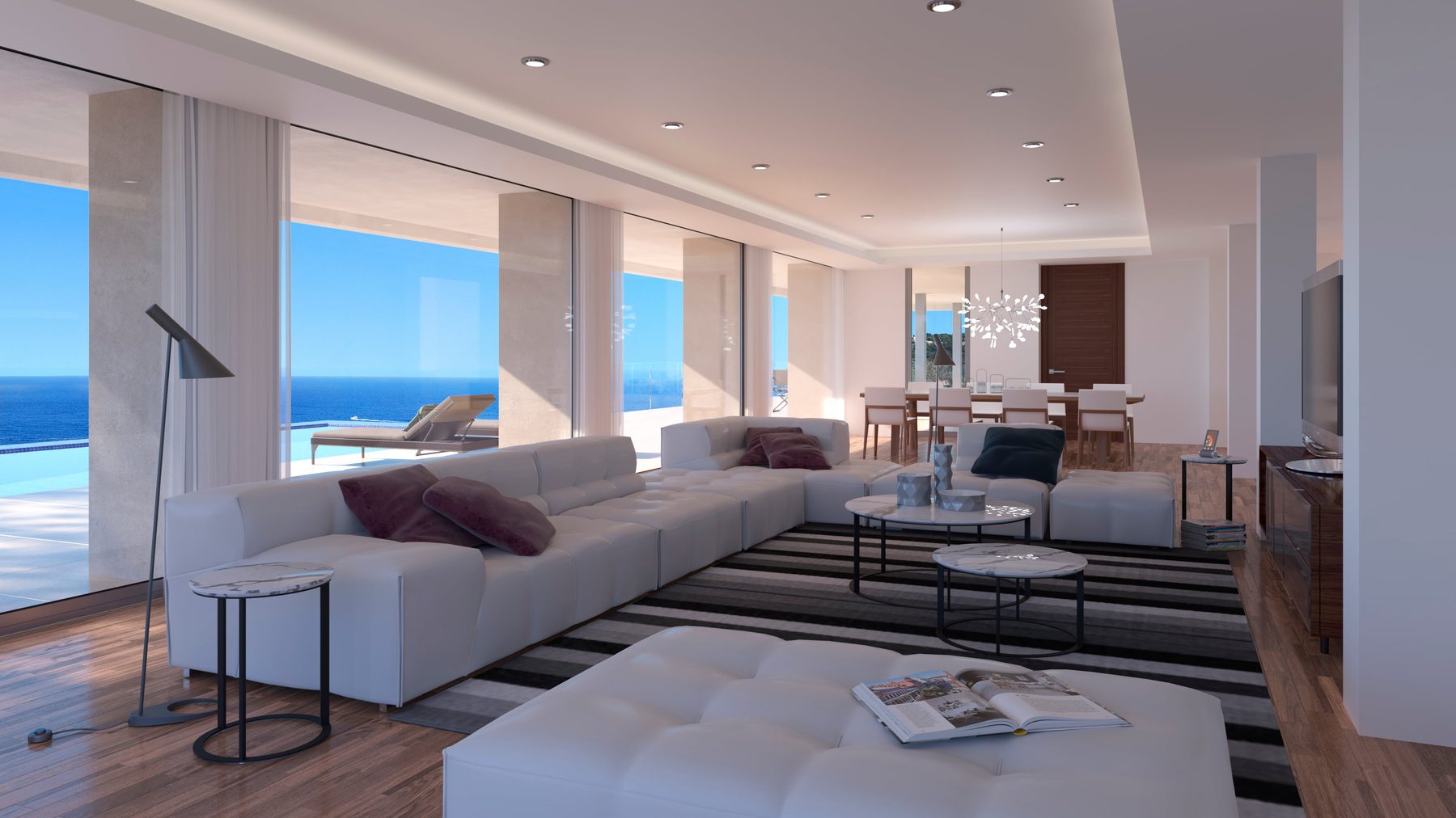 Spacious, elegant lounges open to the outdoors