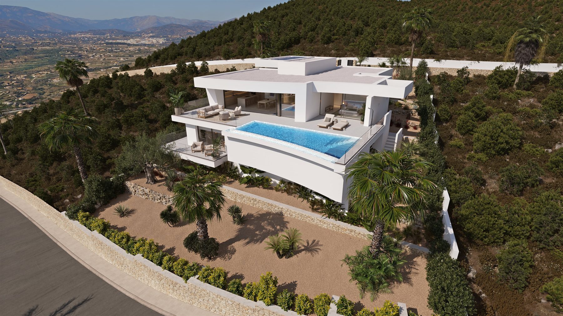 Volúmenes blancos, líneas limpias y una arquitectura de inconfundible presencia mediterránea