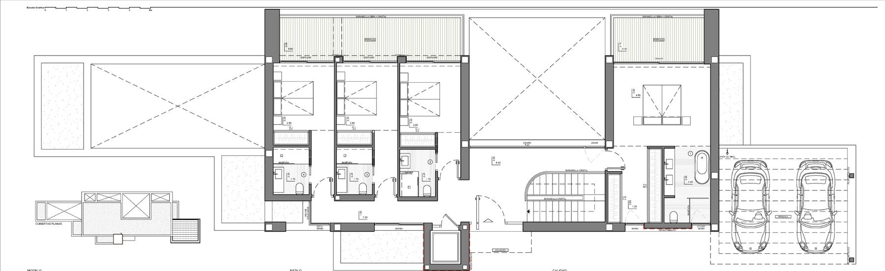 Plano 3 de Villa con piscina infinity y amplia parcela