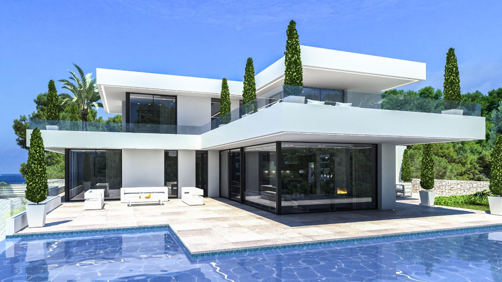 Modern villa with cantilevered terraces and infinity pool in Las Rotas – photo 1