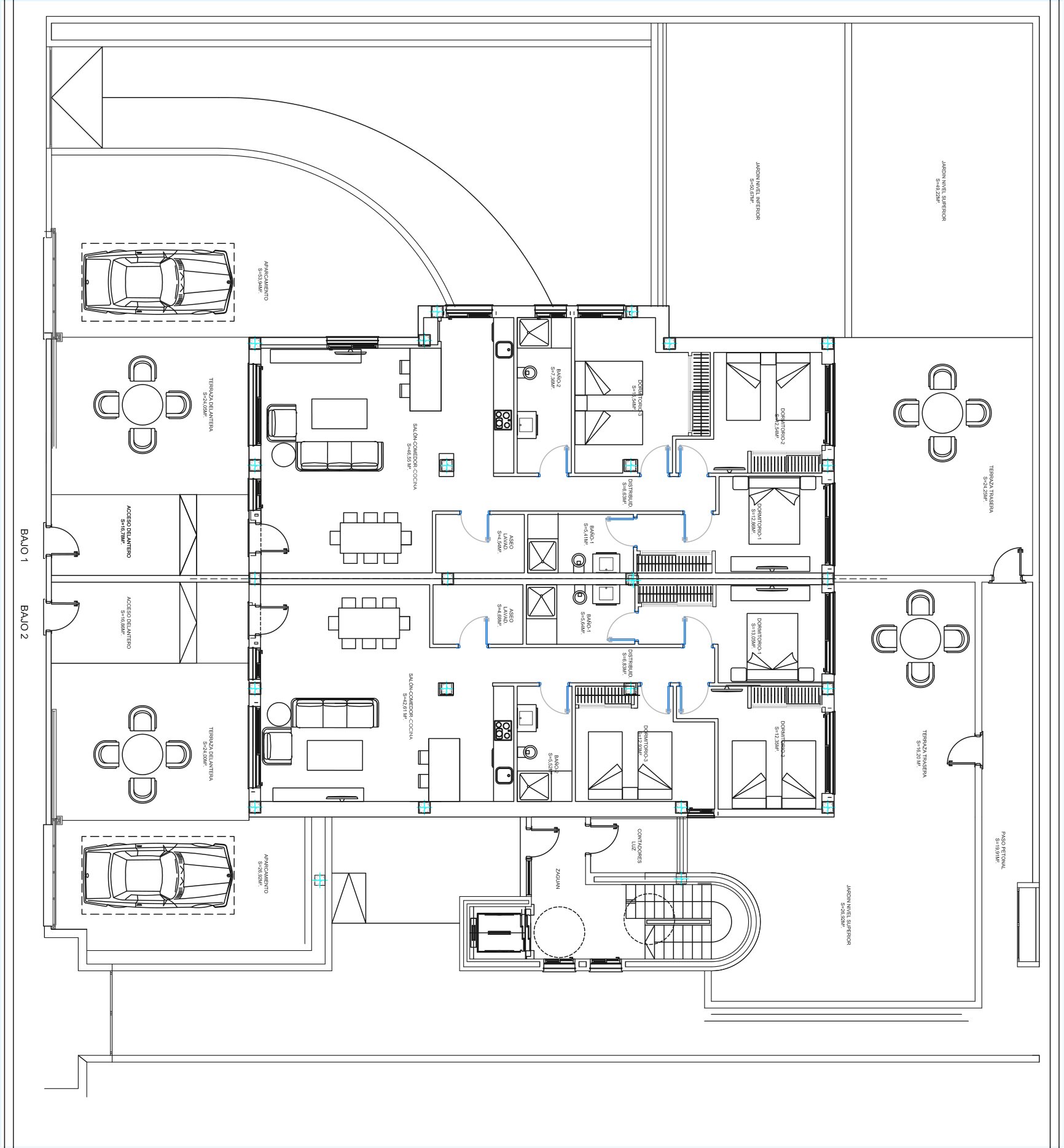 Floor plan of the ground-floor units