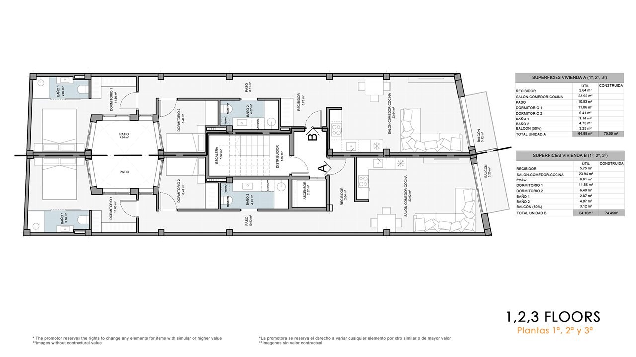 First to third floor