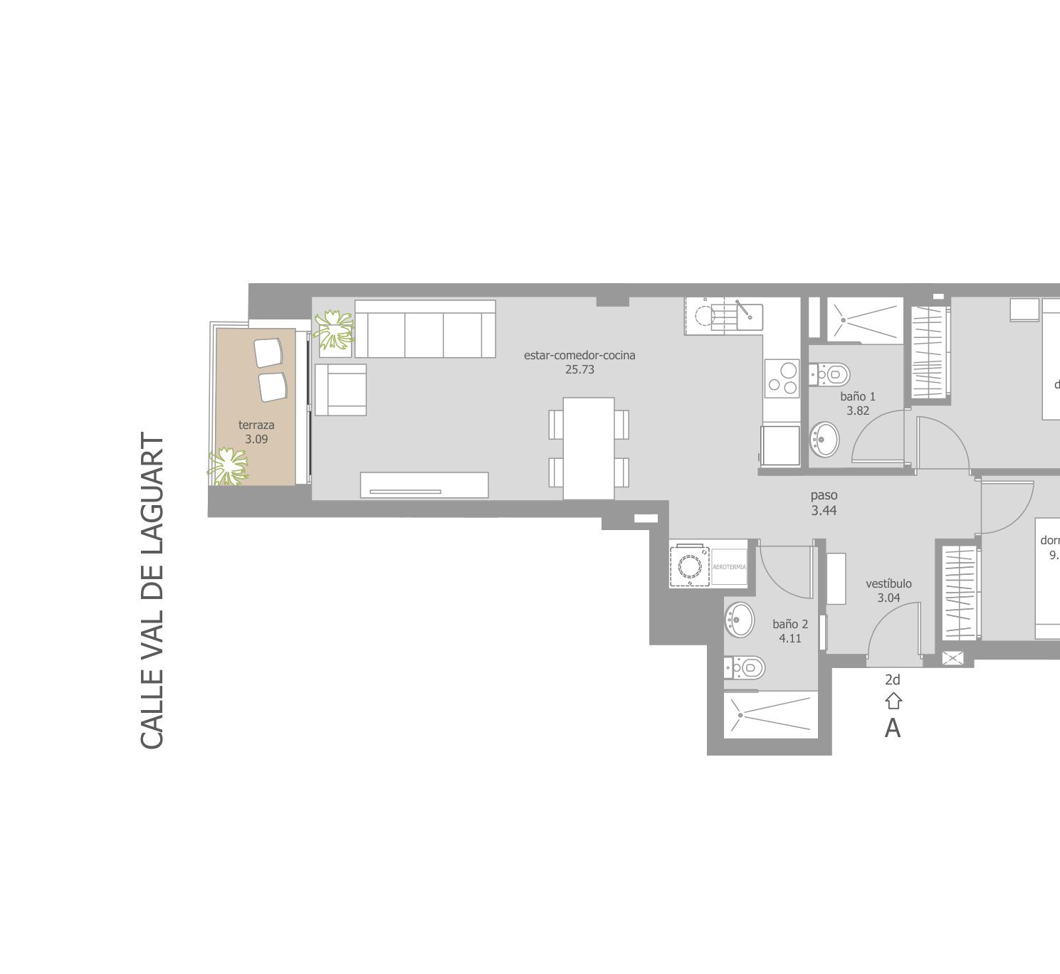Floor plan – 2 bedrooms, 75.63 m² (2nd floor)