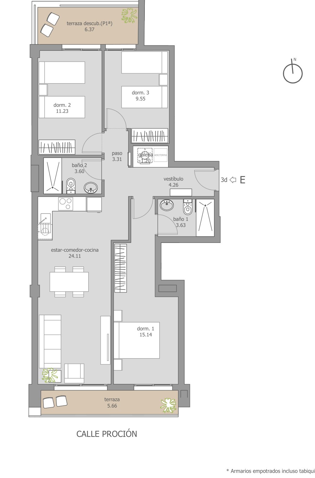 Floor plan – 3 bedrooms, 93.77 m² (1st floor)