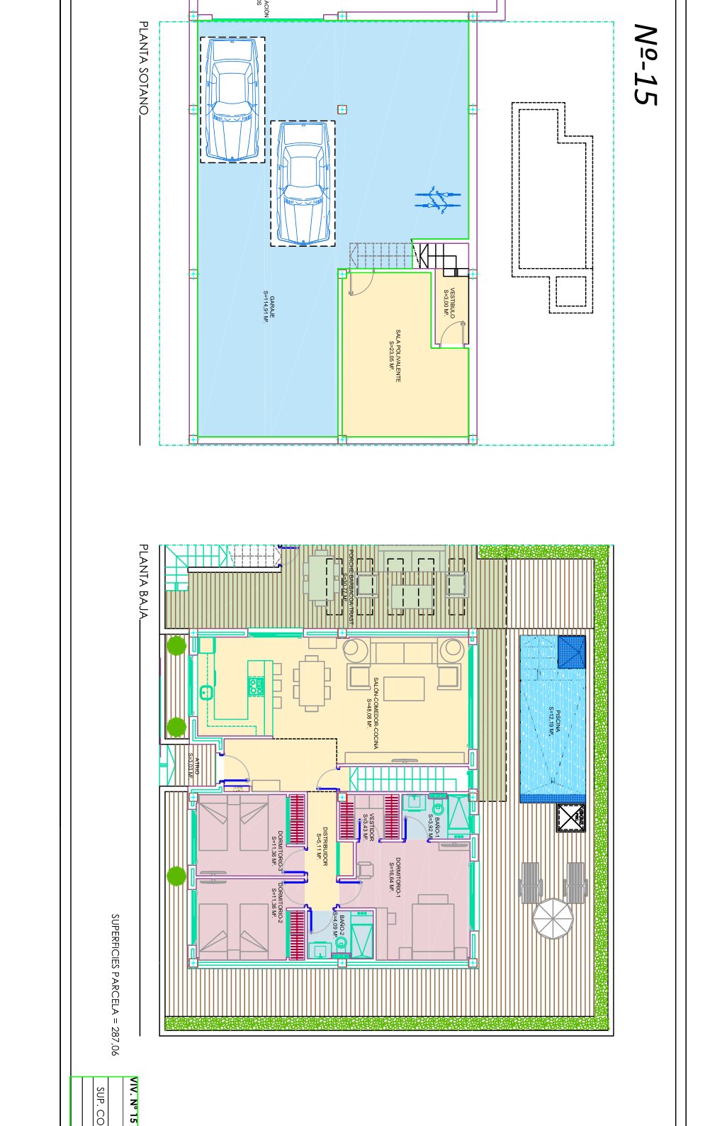 Floor plan: ground floor, solarium and pool (developer plan)