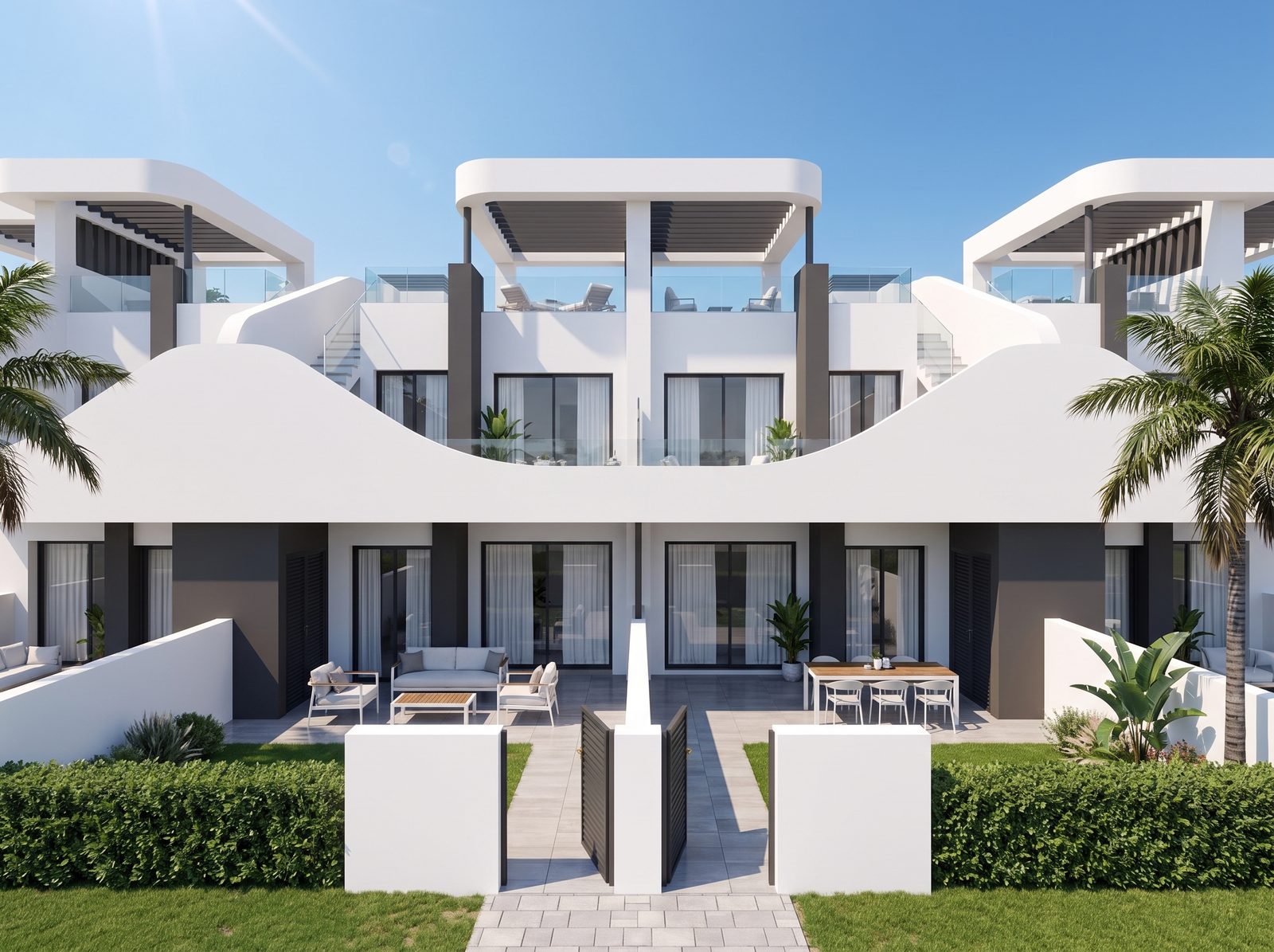 Neubau-Bungalow-Wohnung im Obergeschoss mit Terrasse und Dach-Solarium – Foto 2