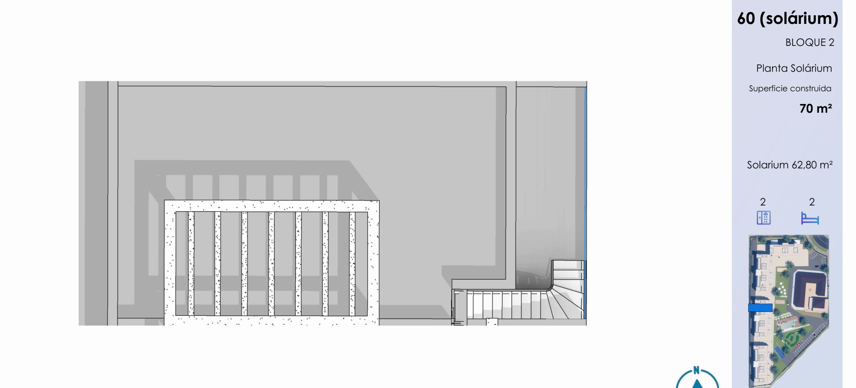Solarium – example top floor (62.8 m²)