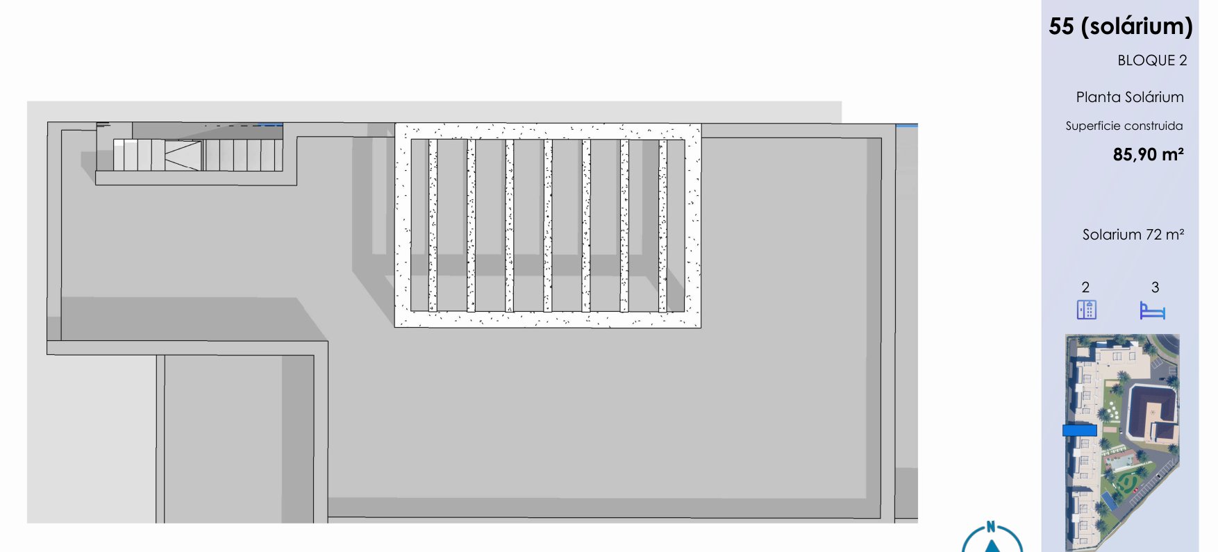 Solarium – example top floor (72 m²)