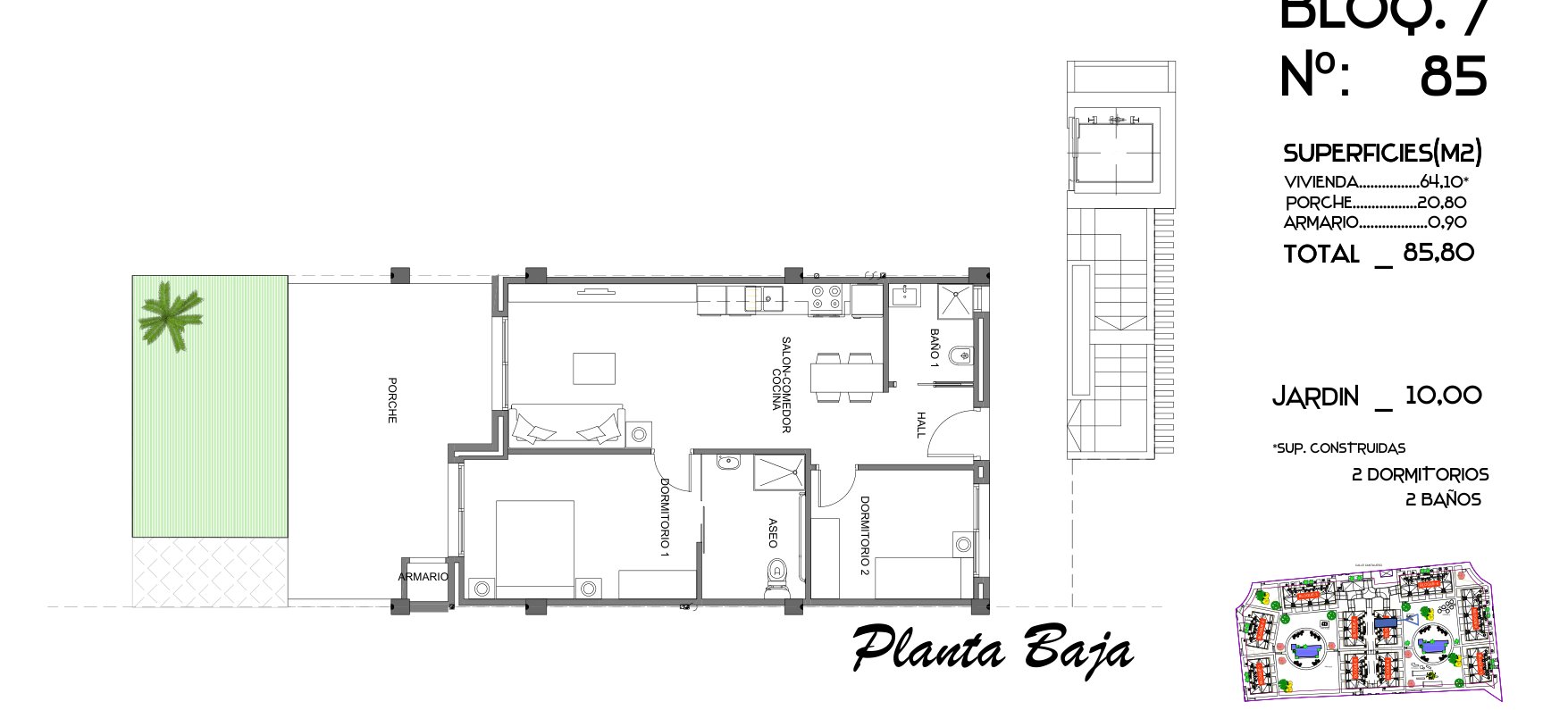 Floor plan – apartment no. 85 (ground floor, with garden)