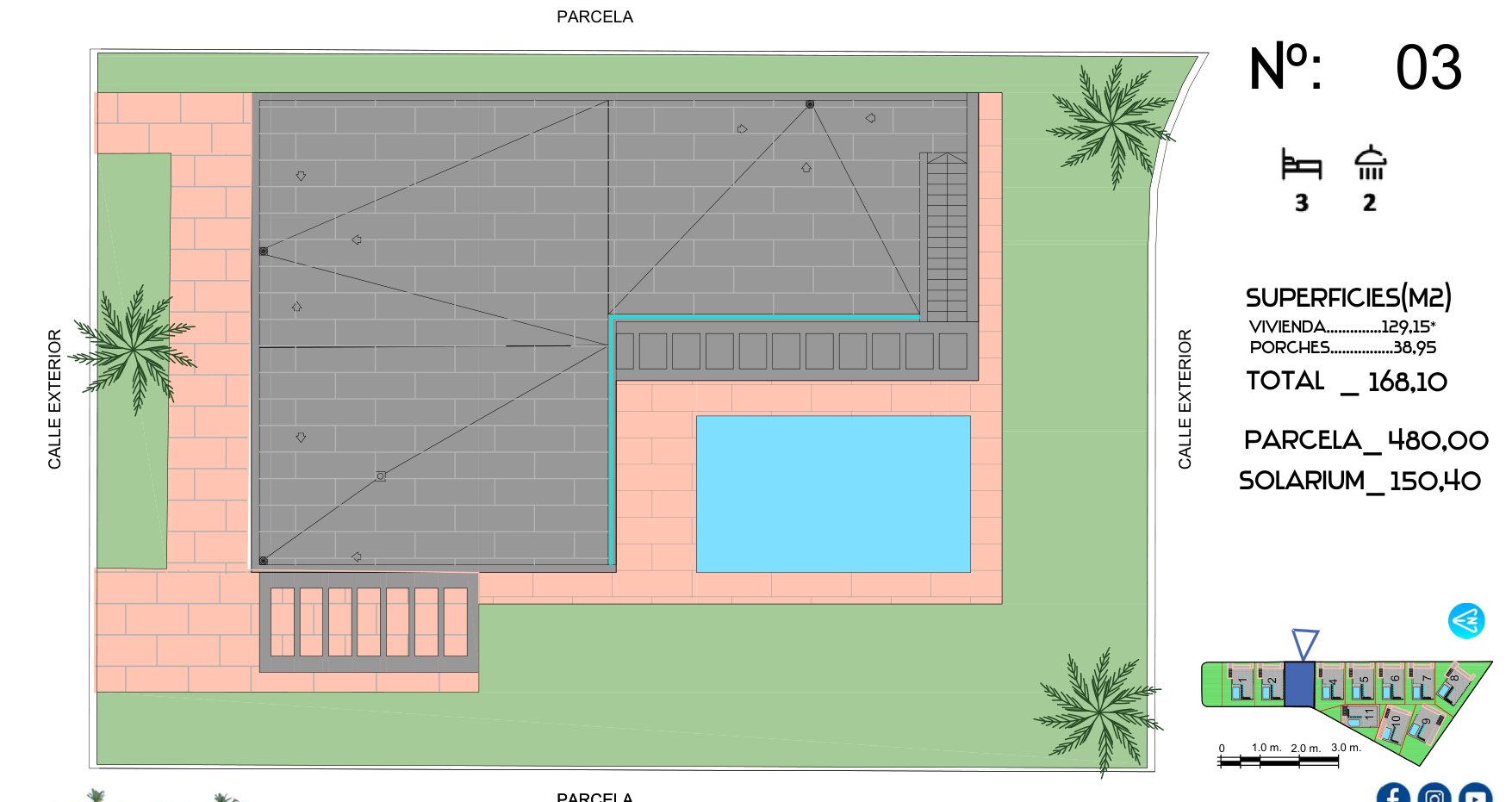 Roof and solarium – example plot 3 (150.40 m²)