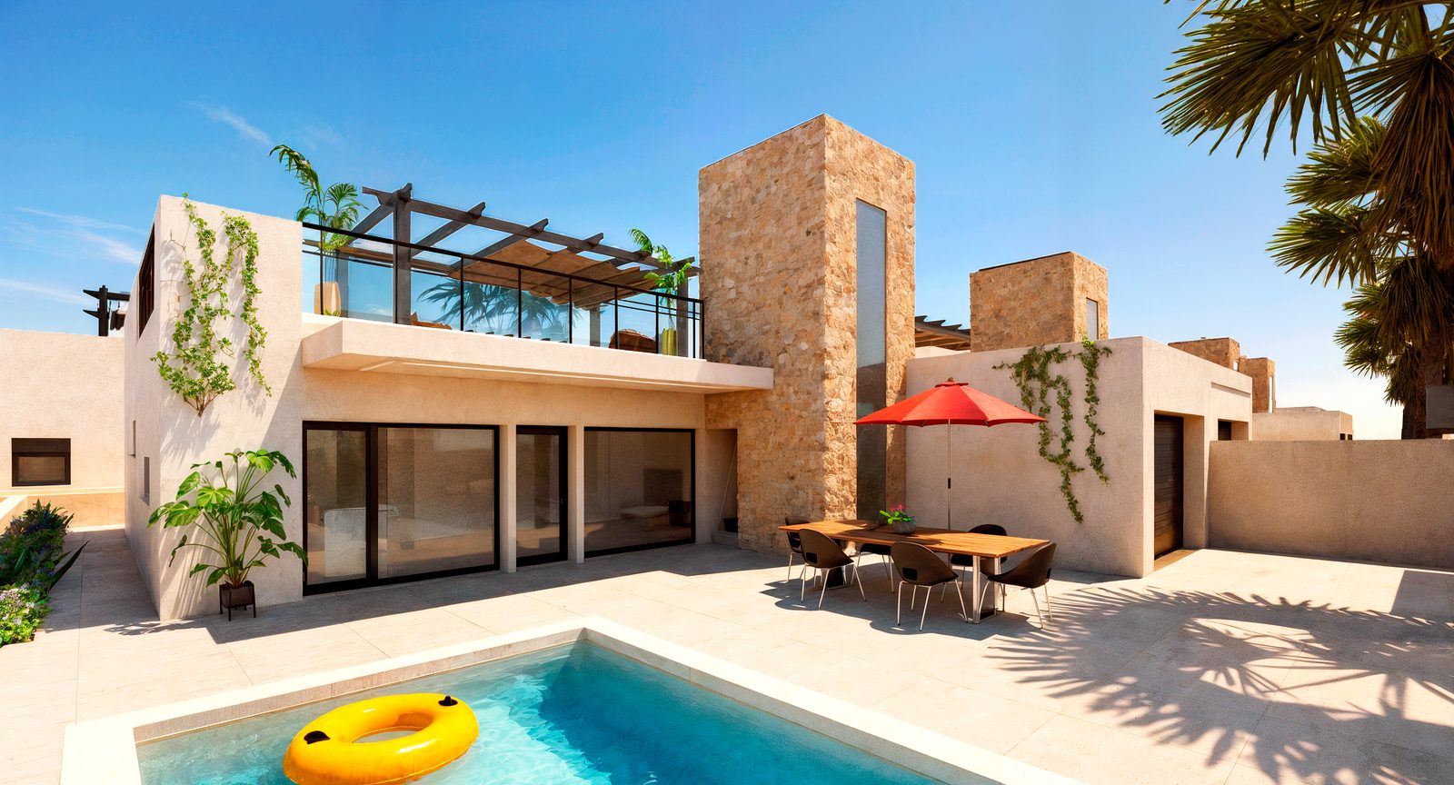 New-build single-storey villa with garage, pool and roof solarium – photo 1