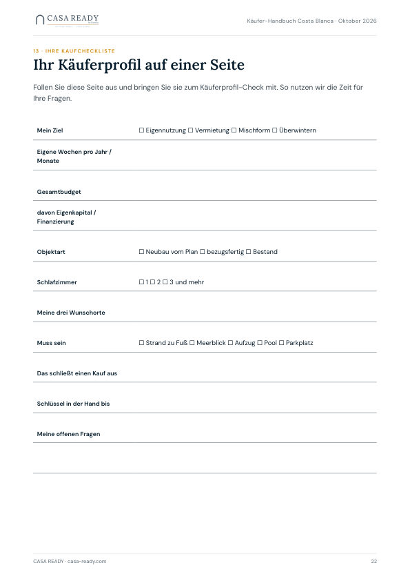 Kaufcheckliste zum Ausfüllen