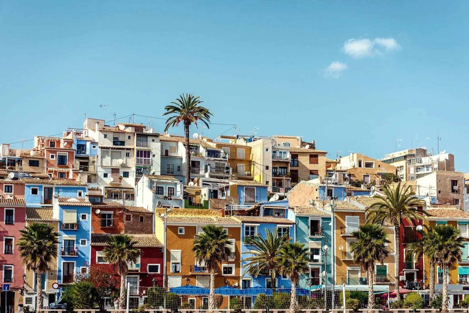 The old town rises in colourful tiers up the hill