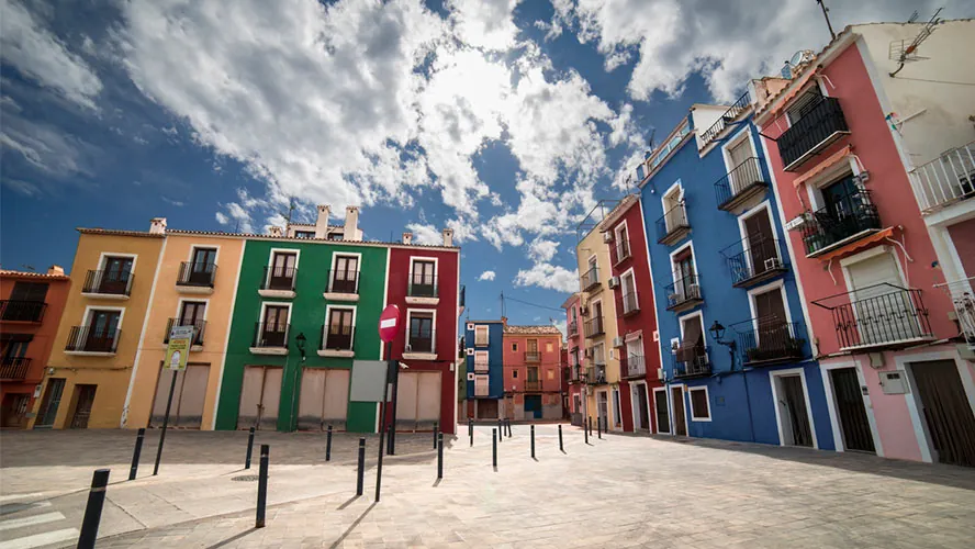 Colourful houses on an old-town square