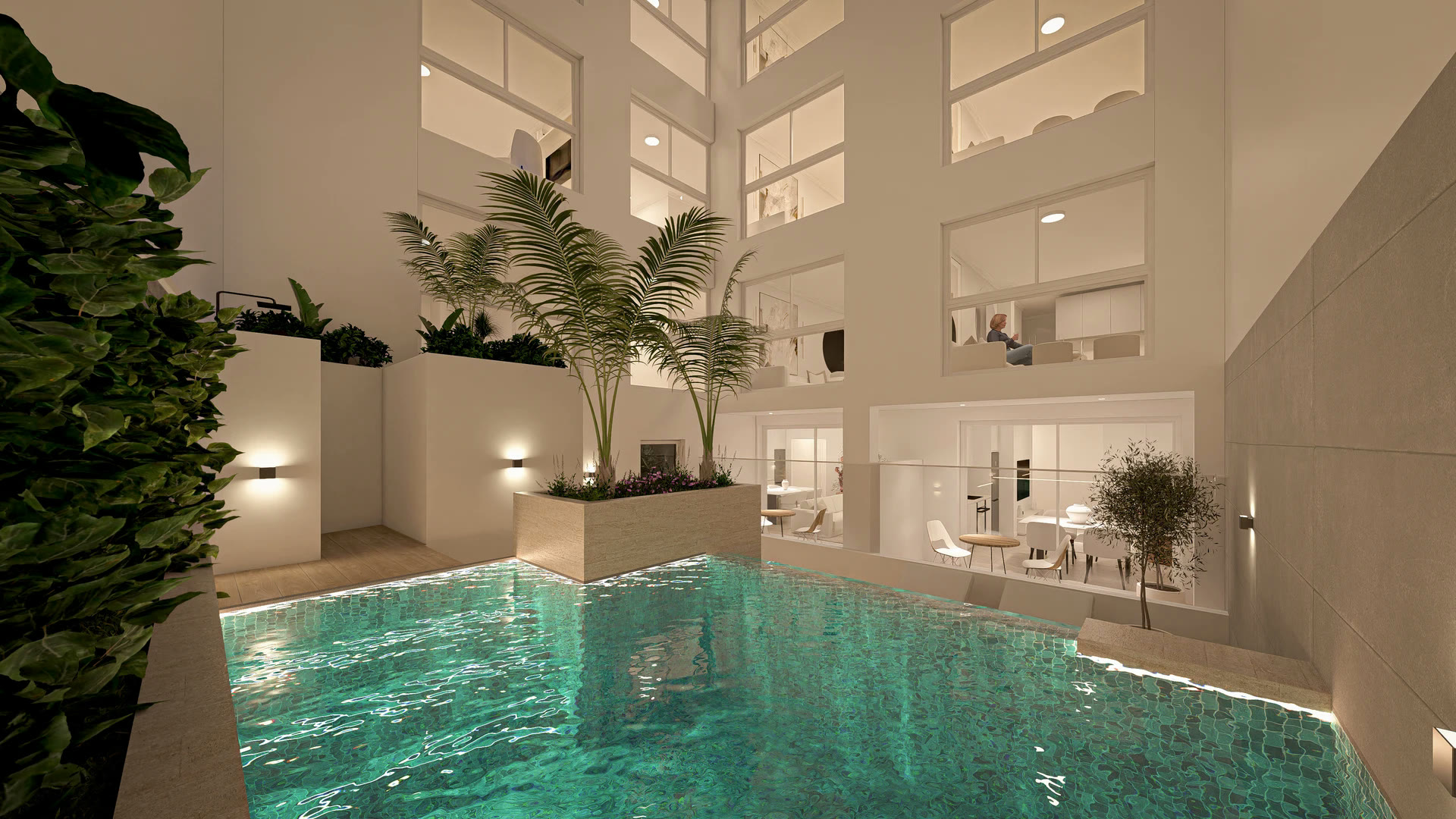 Lower pool in the courtyard, visualisation