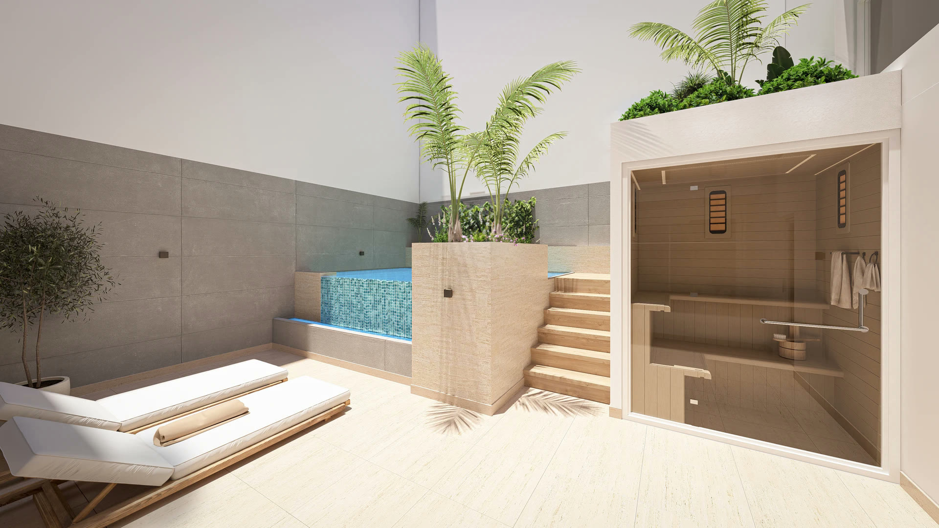 Sauna and relaxation area, visualisation