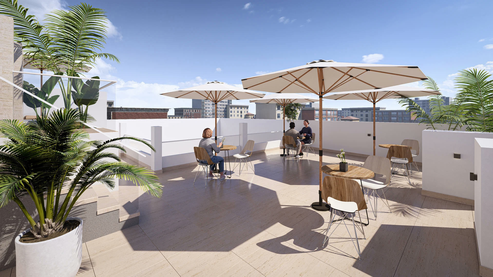 Solarium with parasols, visualisation