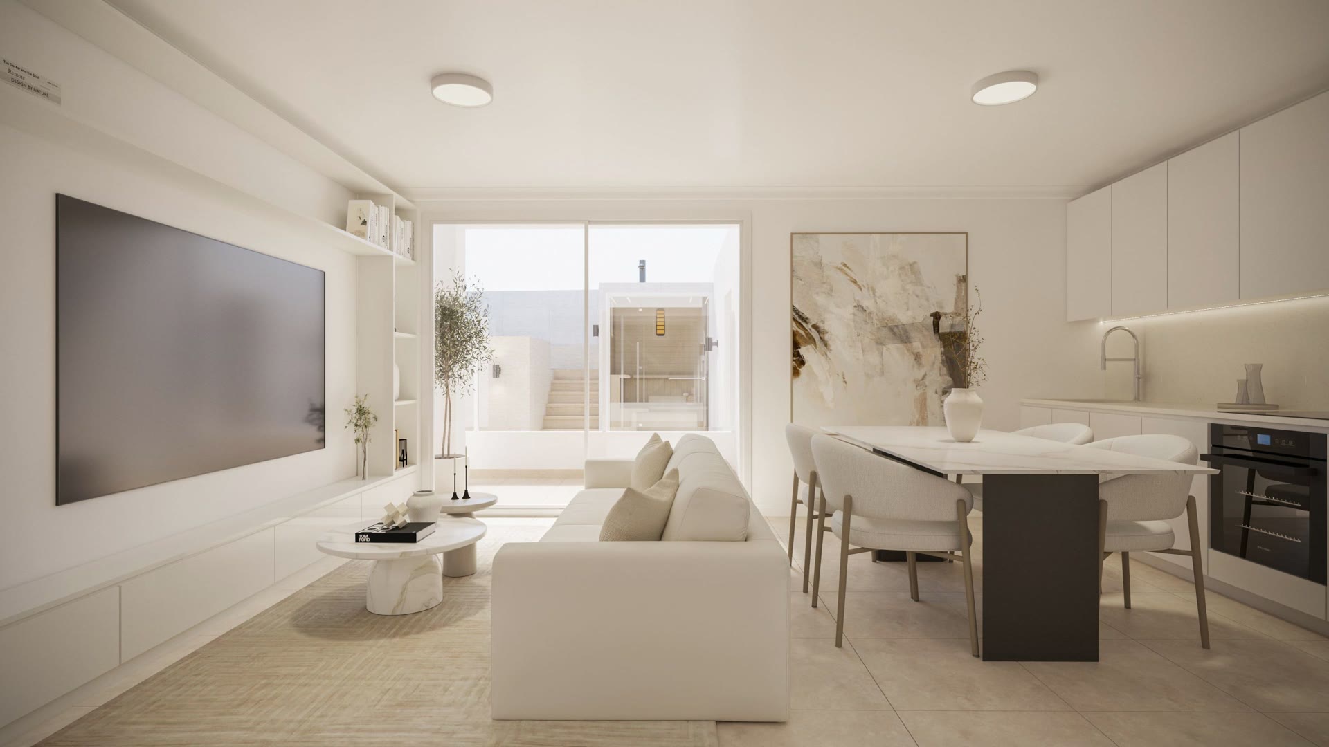 Living area with kitchen, visualisation