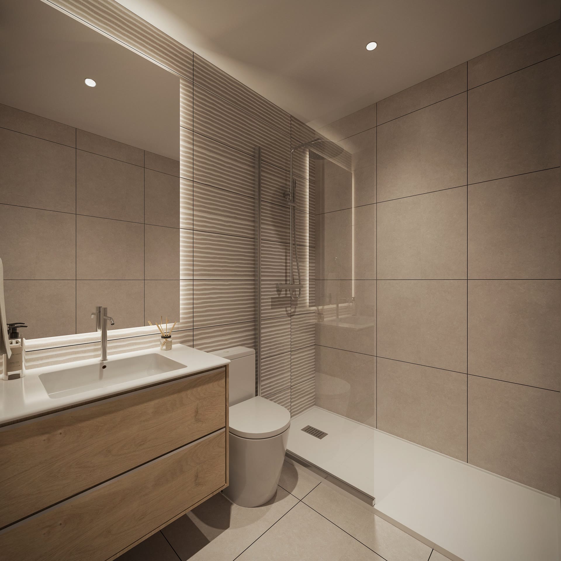 Bathroom with shower, visualisation