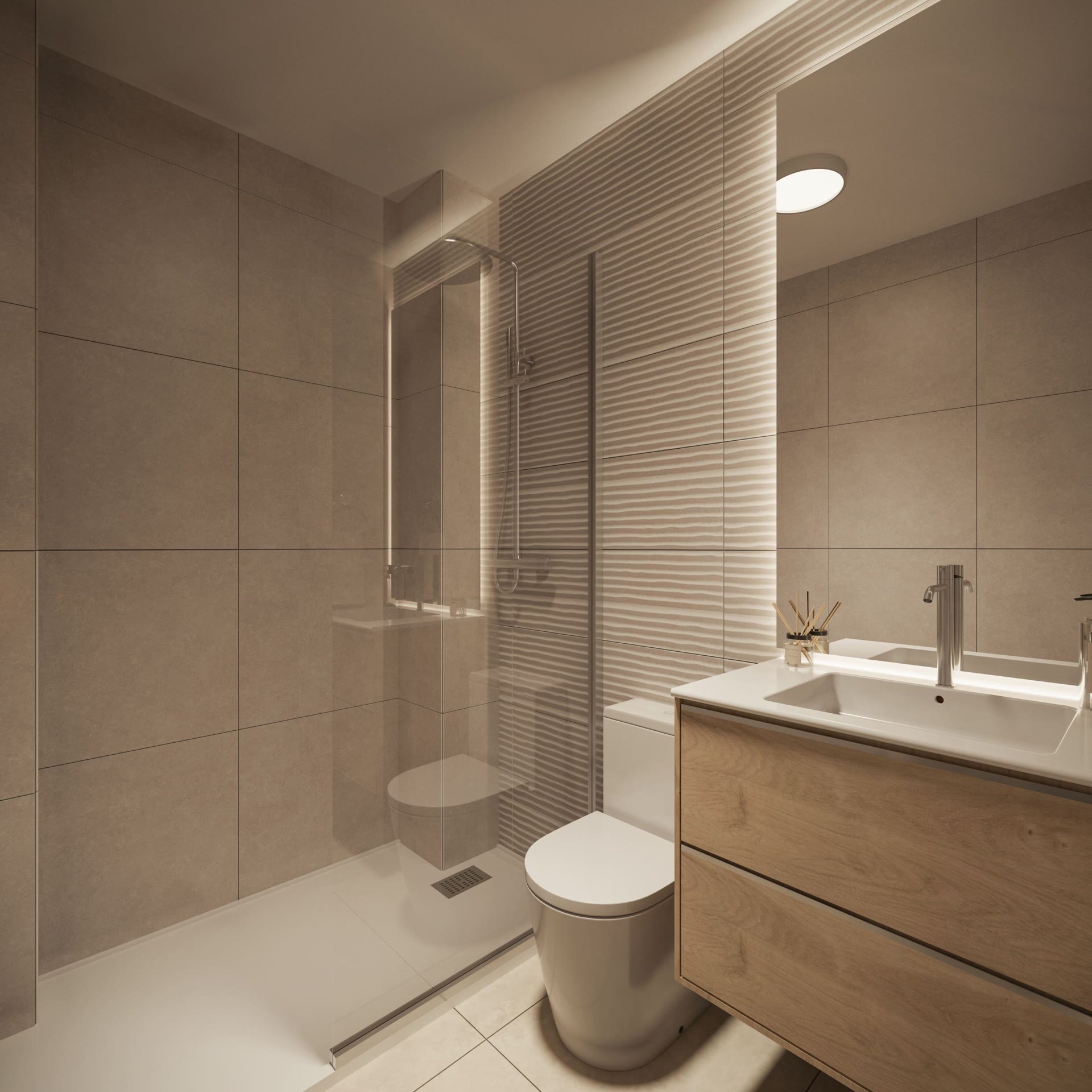 Bathroom with shower, visualisation
