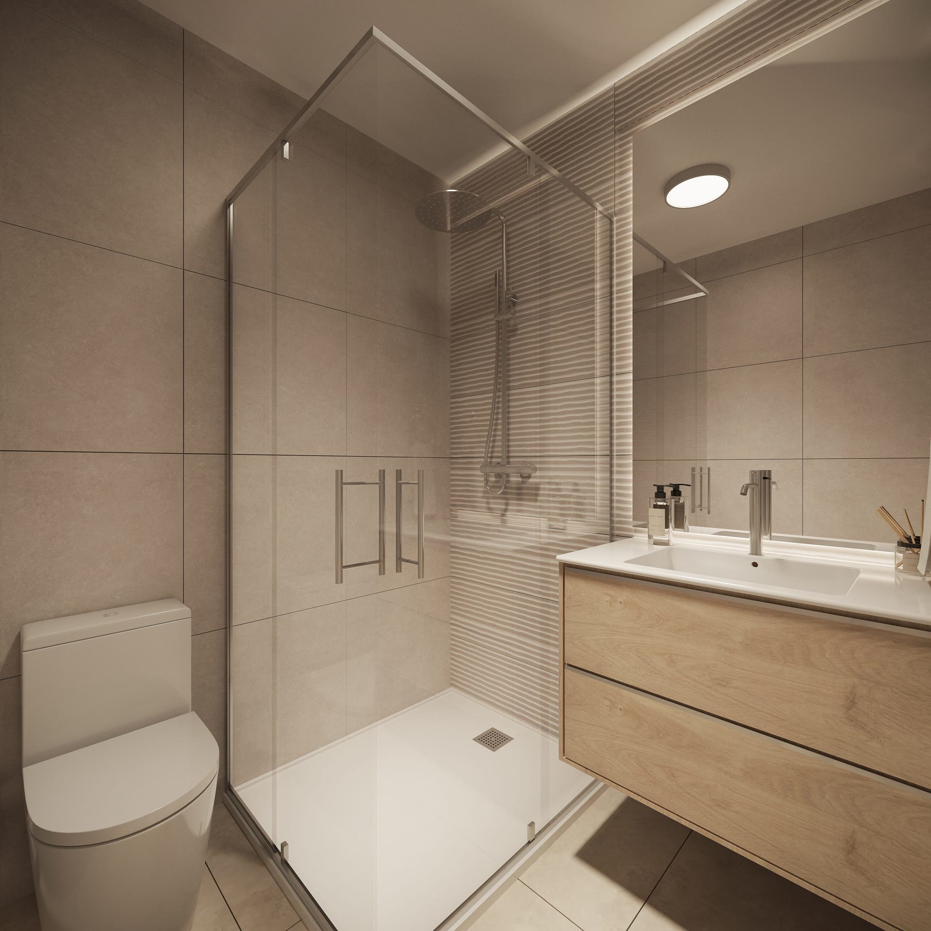Bathroom with shower, visualisation