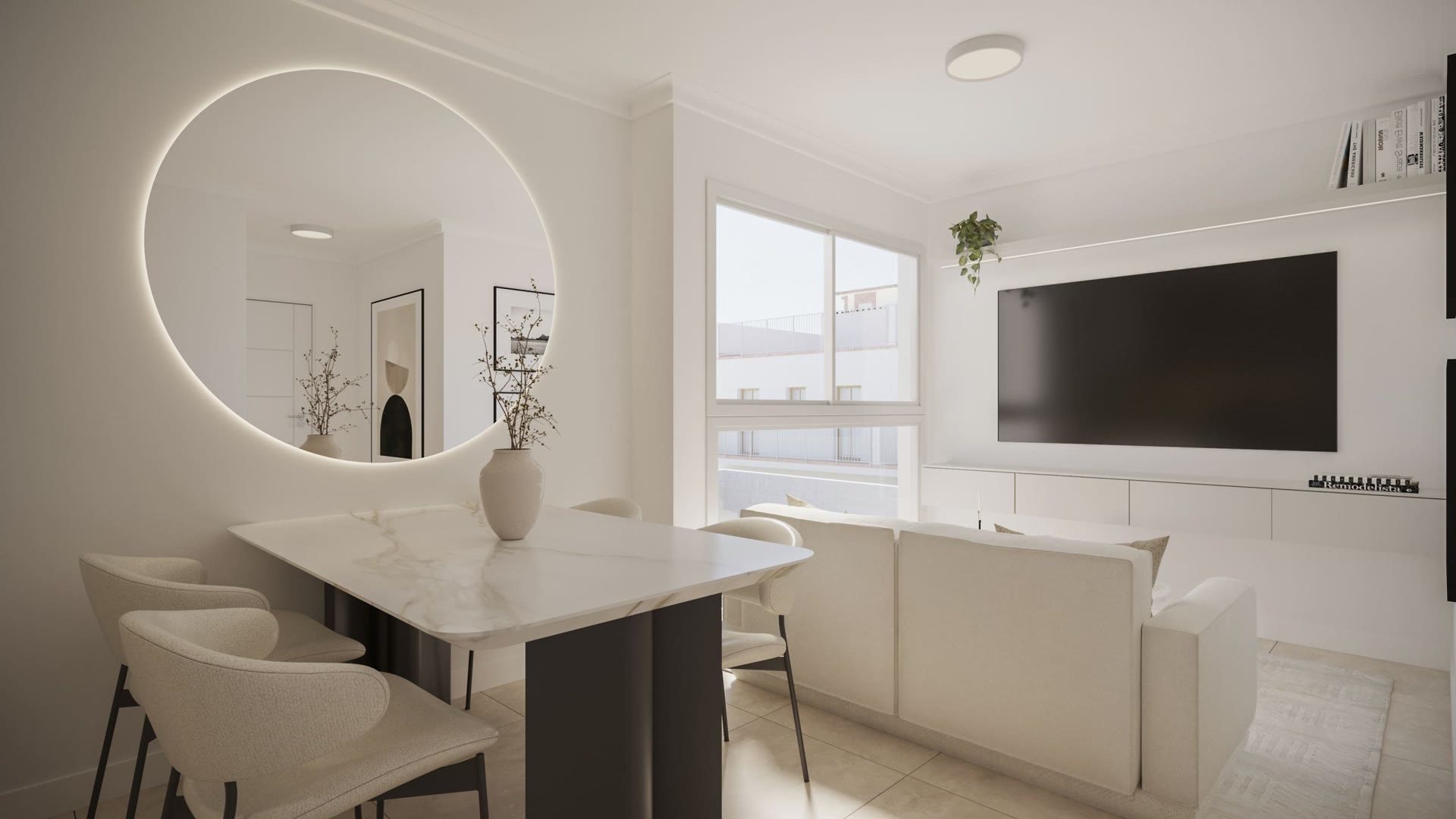 Living area with kitchen, visualisation