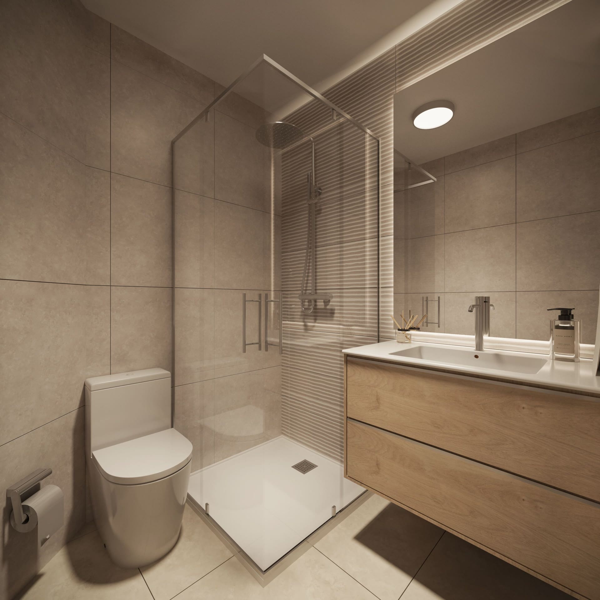 Bathroom with shower, visualisation